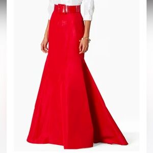 Carolina Herrera Trumpet Skirt With Waist Knot Detail, Icon Red